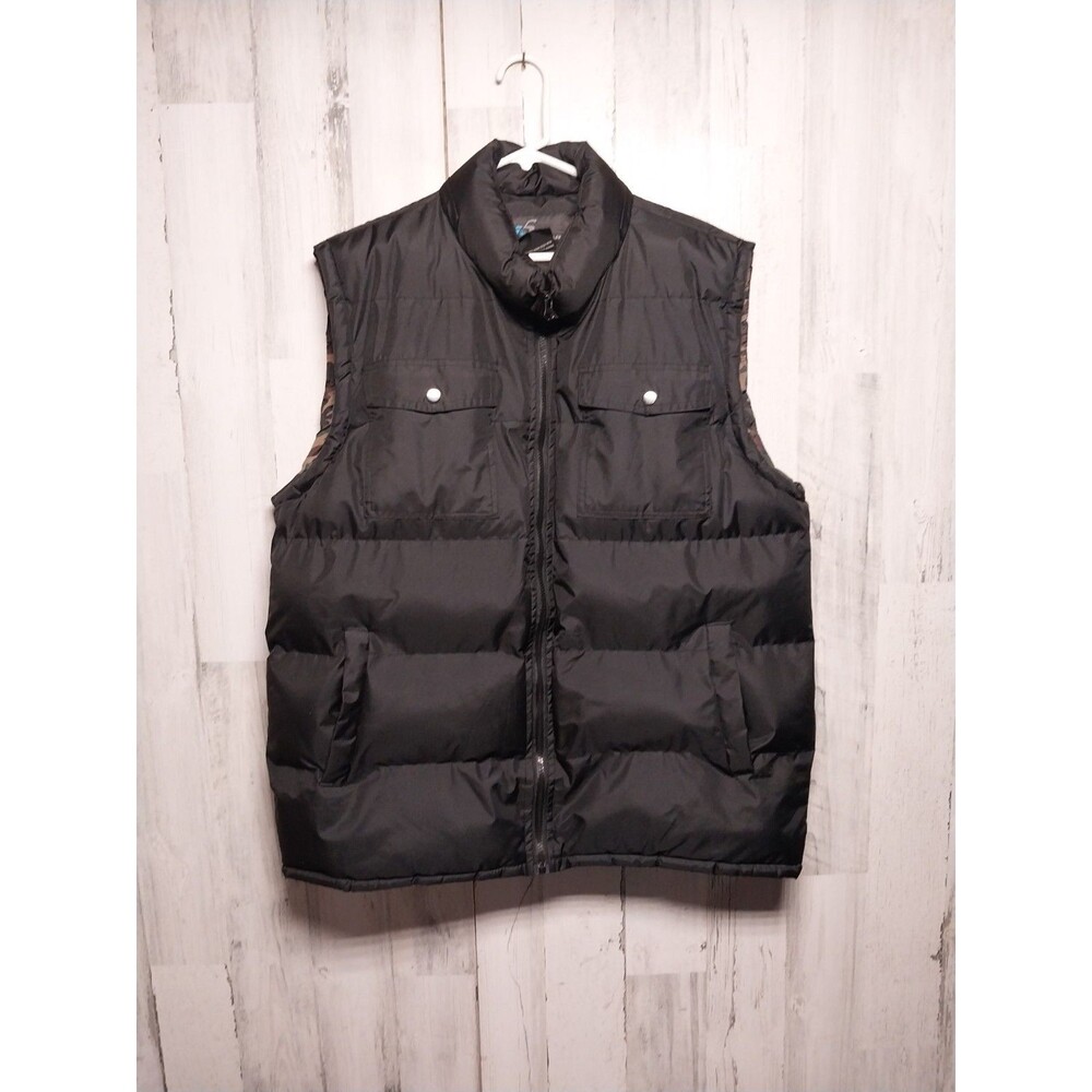 Menโs Puffer Vest Iโข5 Apparel Black / Camo Full Zip Size Large